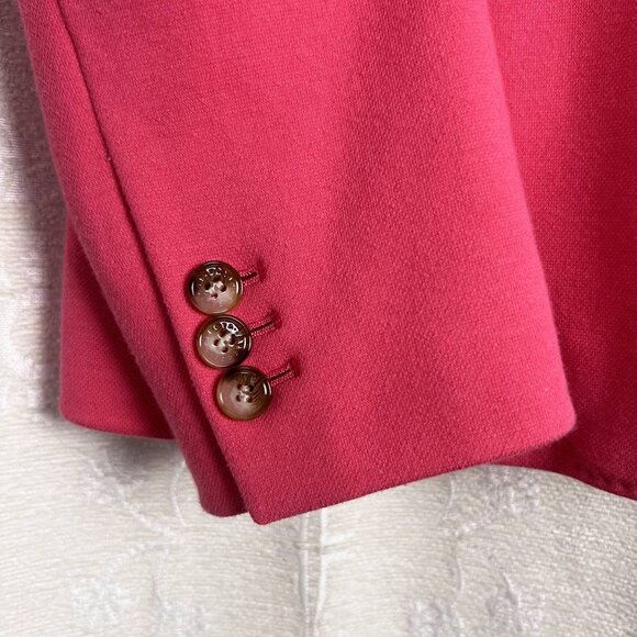 Talbots Aberdeen pique knit blazer deep pink cotton blend 2-button suit jacket - Picture 5 of 11